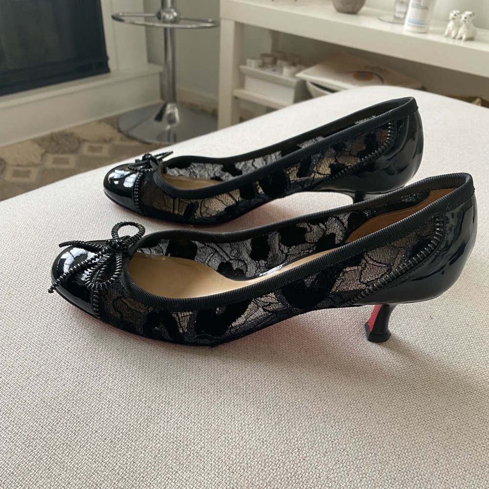 Christian Louboutin Black Patent/Lace Shoes